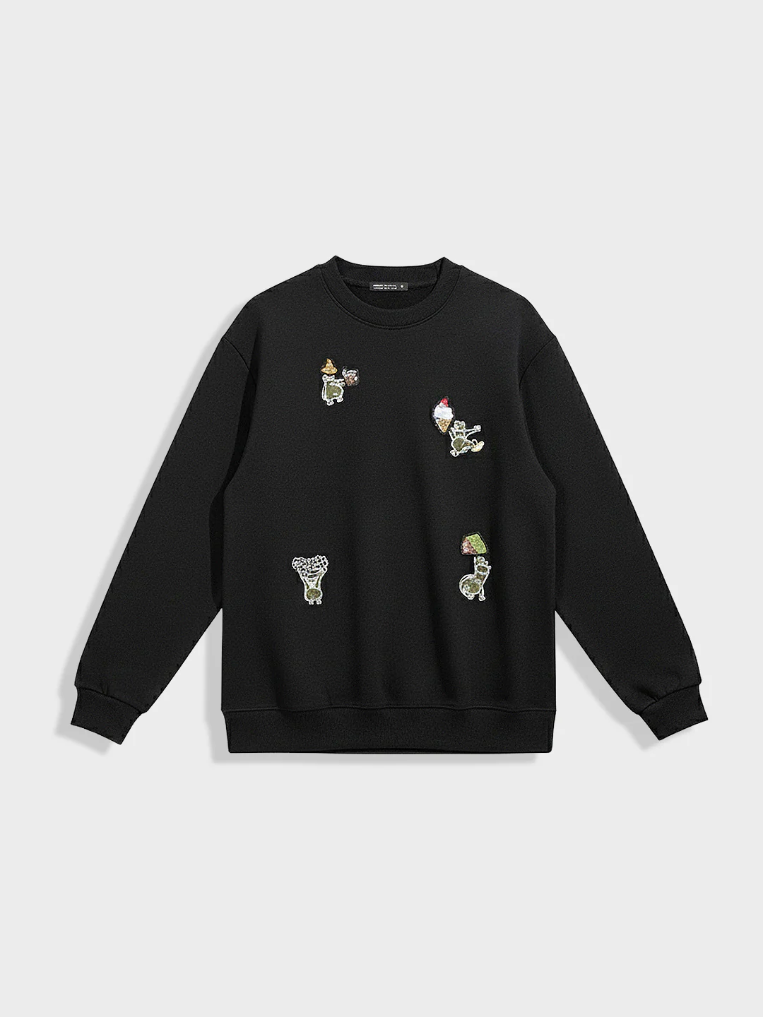 Men's Black Relaxed Fit Embroided Casual Sweatshirt - Image 3