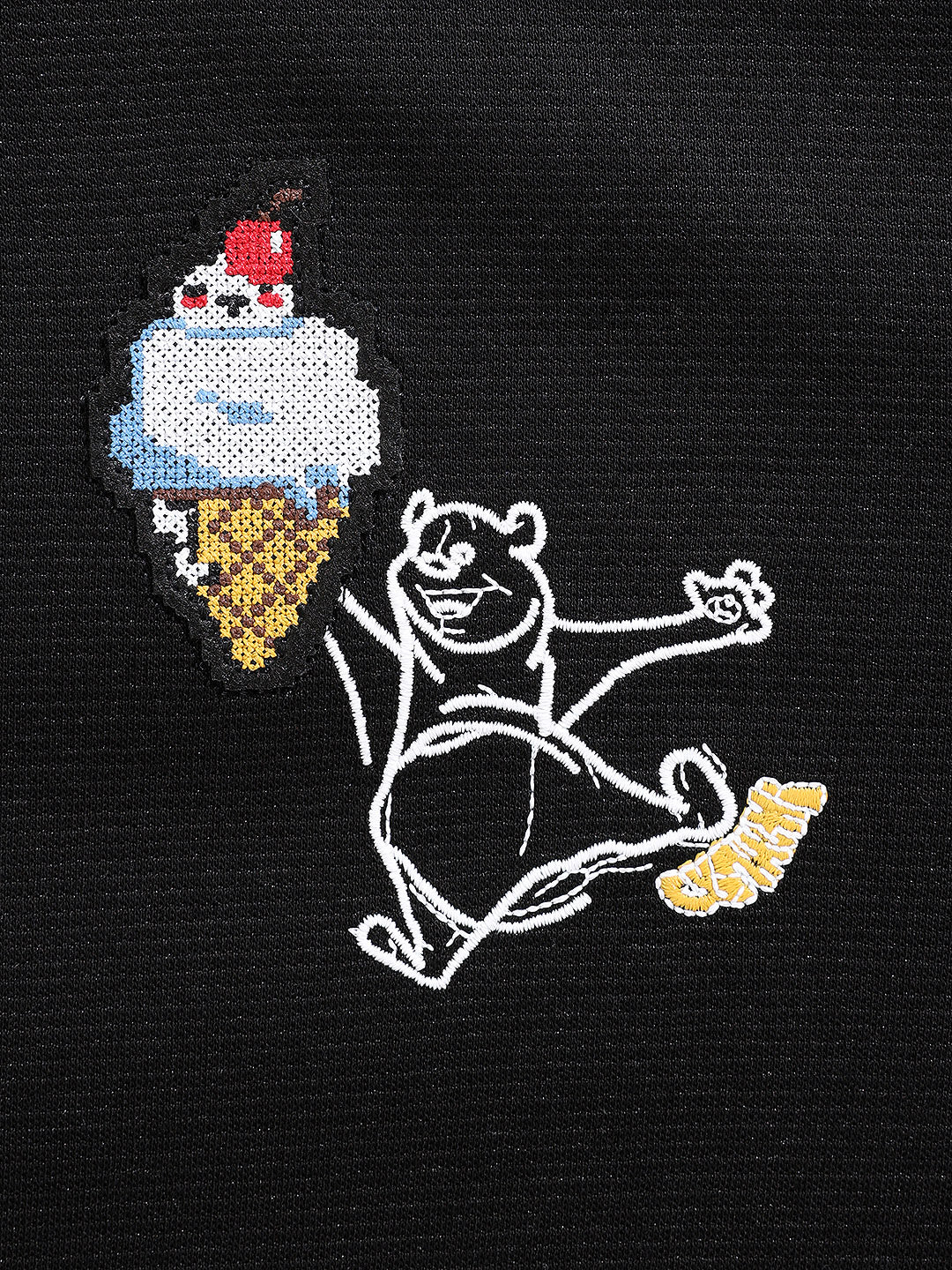 Men's Black Relaxed Fit Embroided Casual Sweatshirt - Image 5