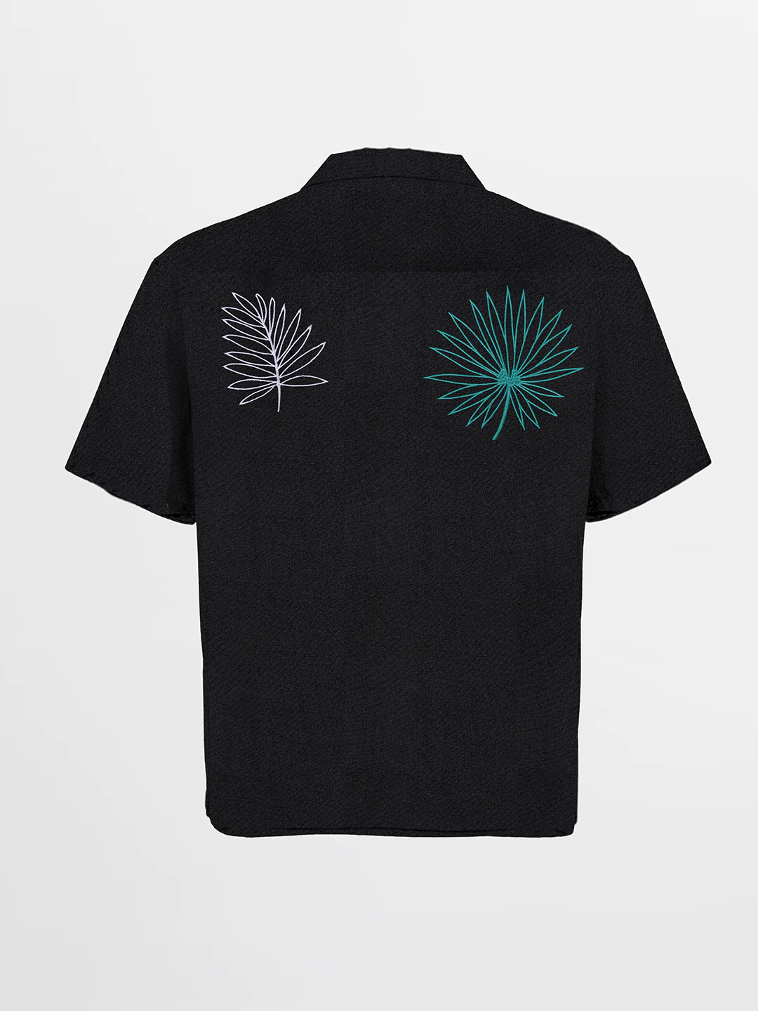Men's Black Relaxed Fit Embroided Resort Wear Shirt - Image 4