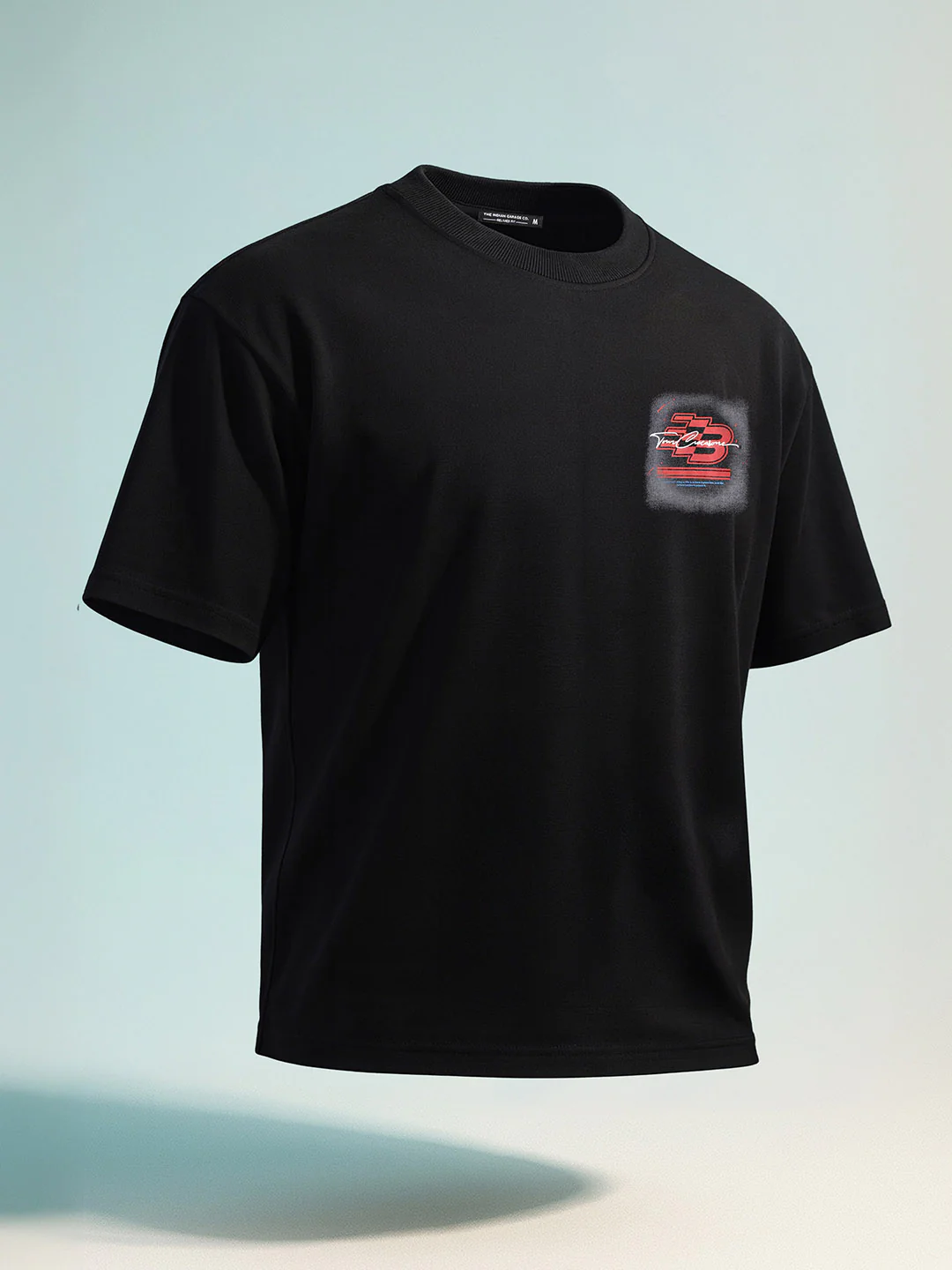 Men's Black Relaxed Fit Embroided 240 GSM Casual T-Shirt - Image 2