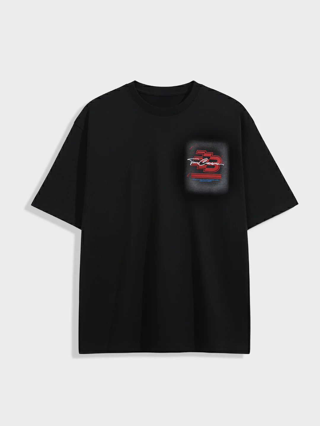 Men's Black Relaxed Fit Embroided 240 GSM Casual T-Shirt - Image 5