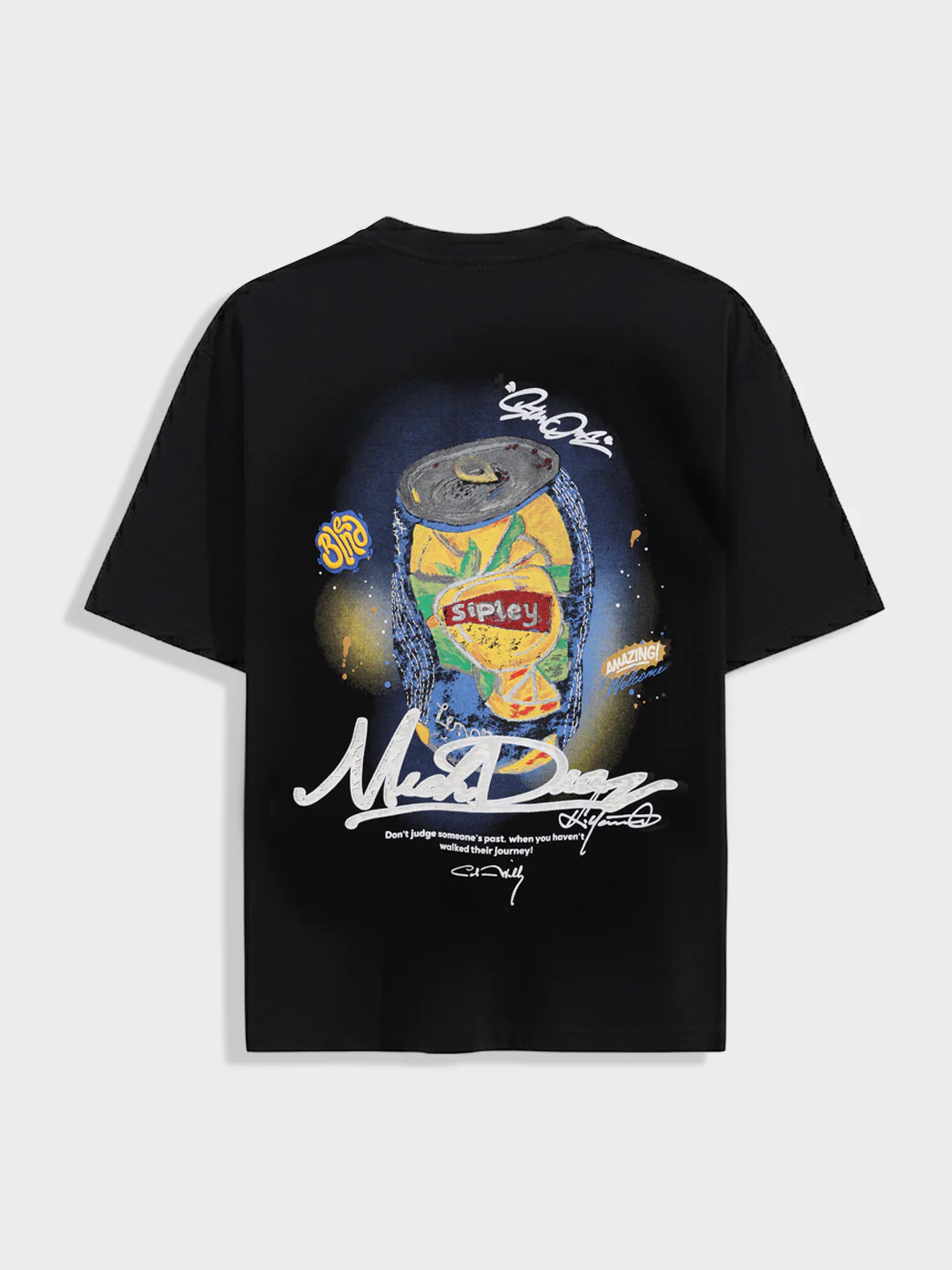 Men's Black Relaxed Fit Embroided 240 GSM Casual T-Shirt - Image 6