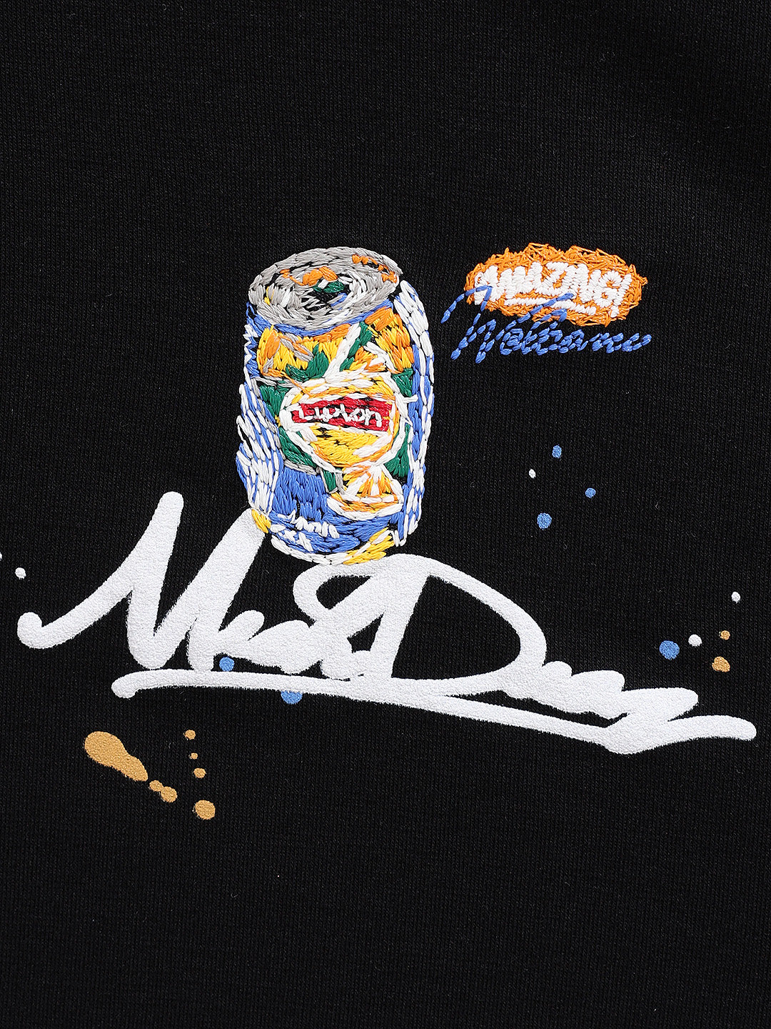 Men's Black Relaxed Fit Embroided 240 GSM Casual T-Shirt - Image 8