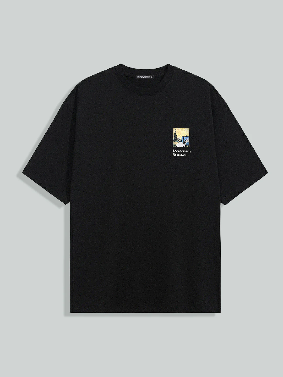 Men's Black Relaxed Fit Embroided 240 GSM Casual T-Shirt - Image 5