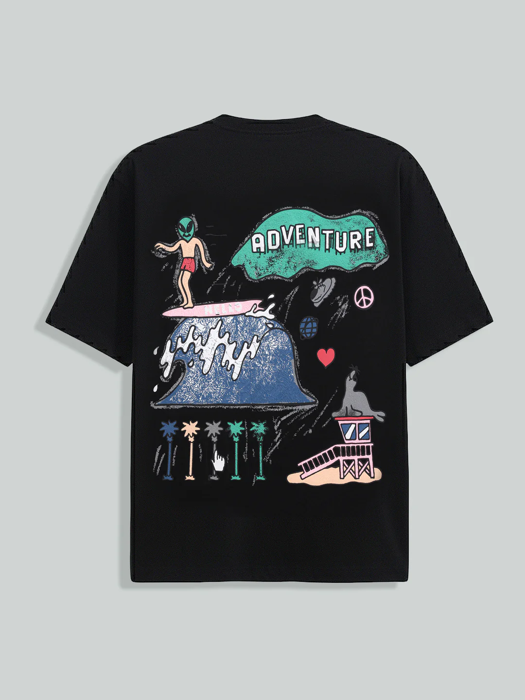 Men's Black Relaxed Fit Embroided 240 GSM Casual T-Shirt - Image 6