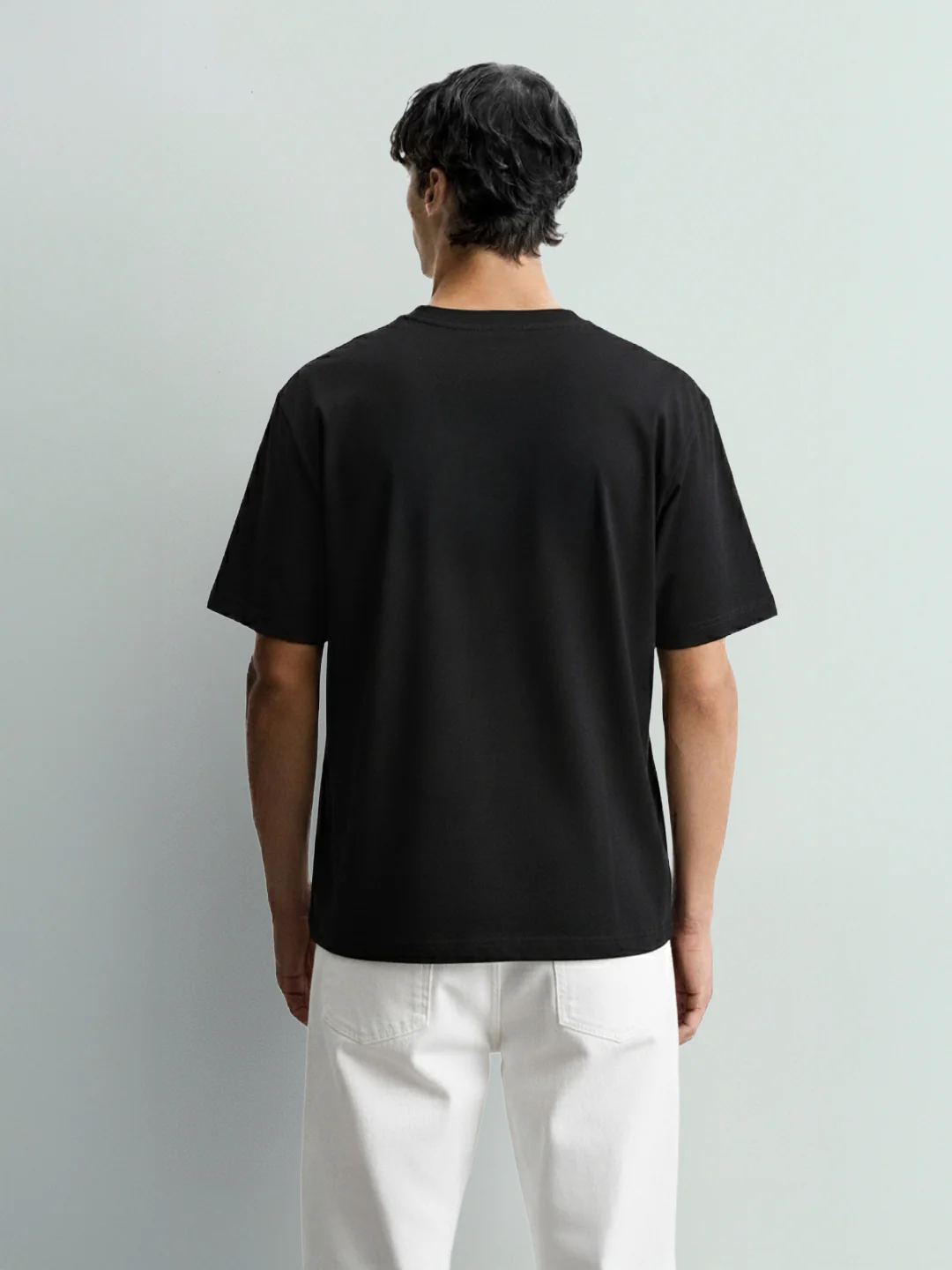 Men's Black Relaxed Fit Embroided 240 GSM Casual T-Shirt - Image 4