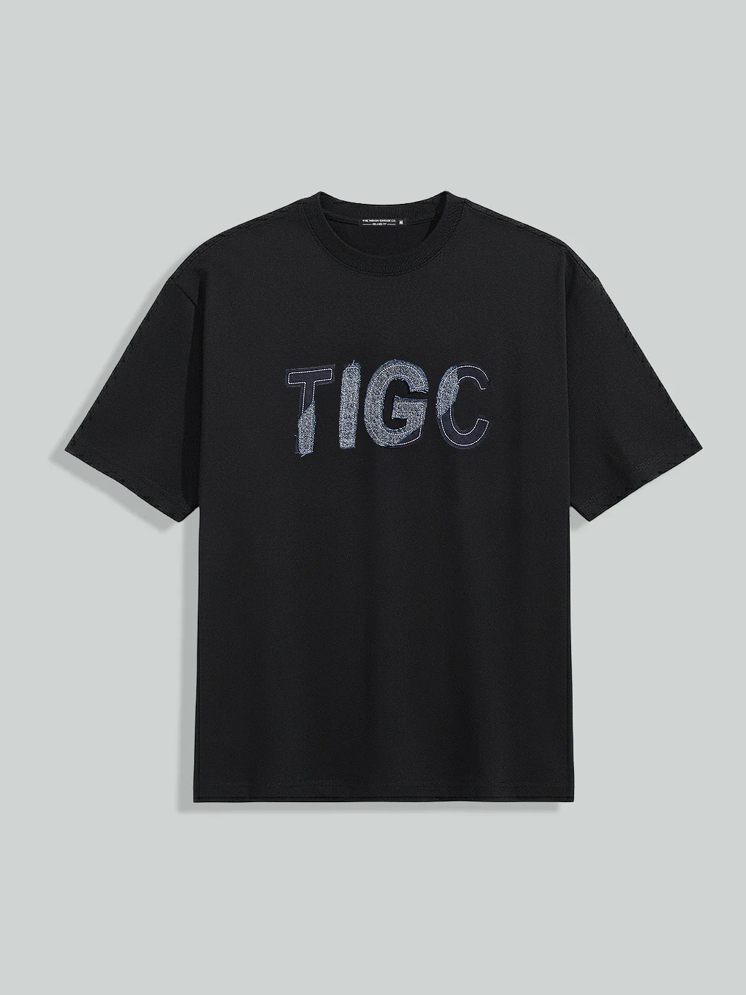 Men's Black Relaxed Fit Embroided 240 GSM Casual T-Shirt - Image 5