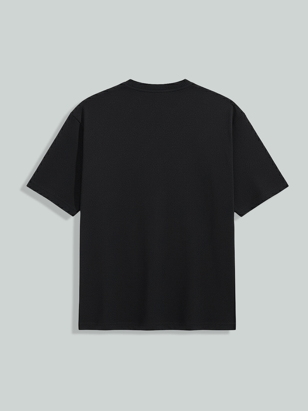 Men's Black Relaxed Fit Embroided 240 GSM Casual T-Shirt - Image 6