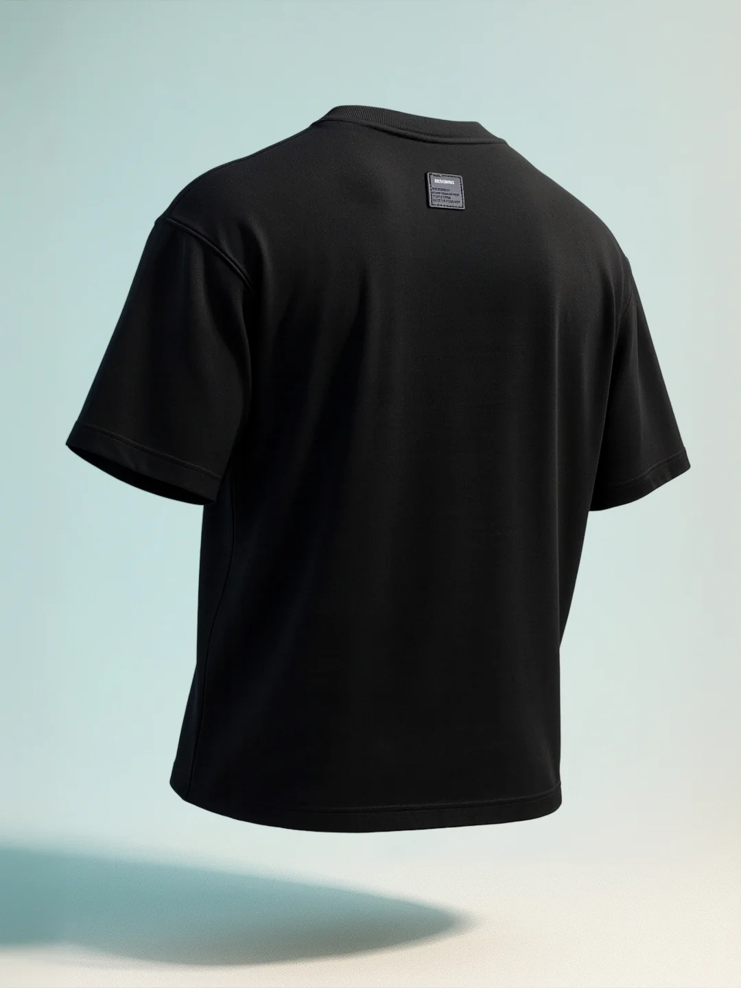 Men's Black Relaxed Fit Embroided 240 GSM Casual T-Shirt - Image 2