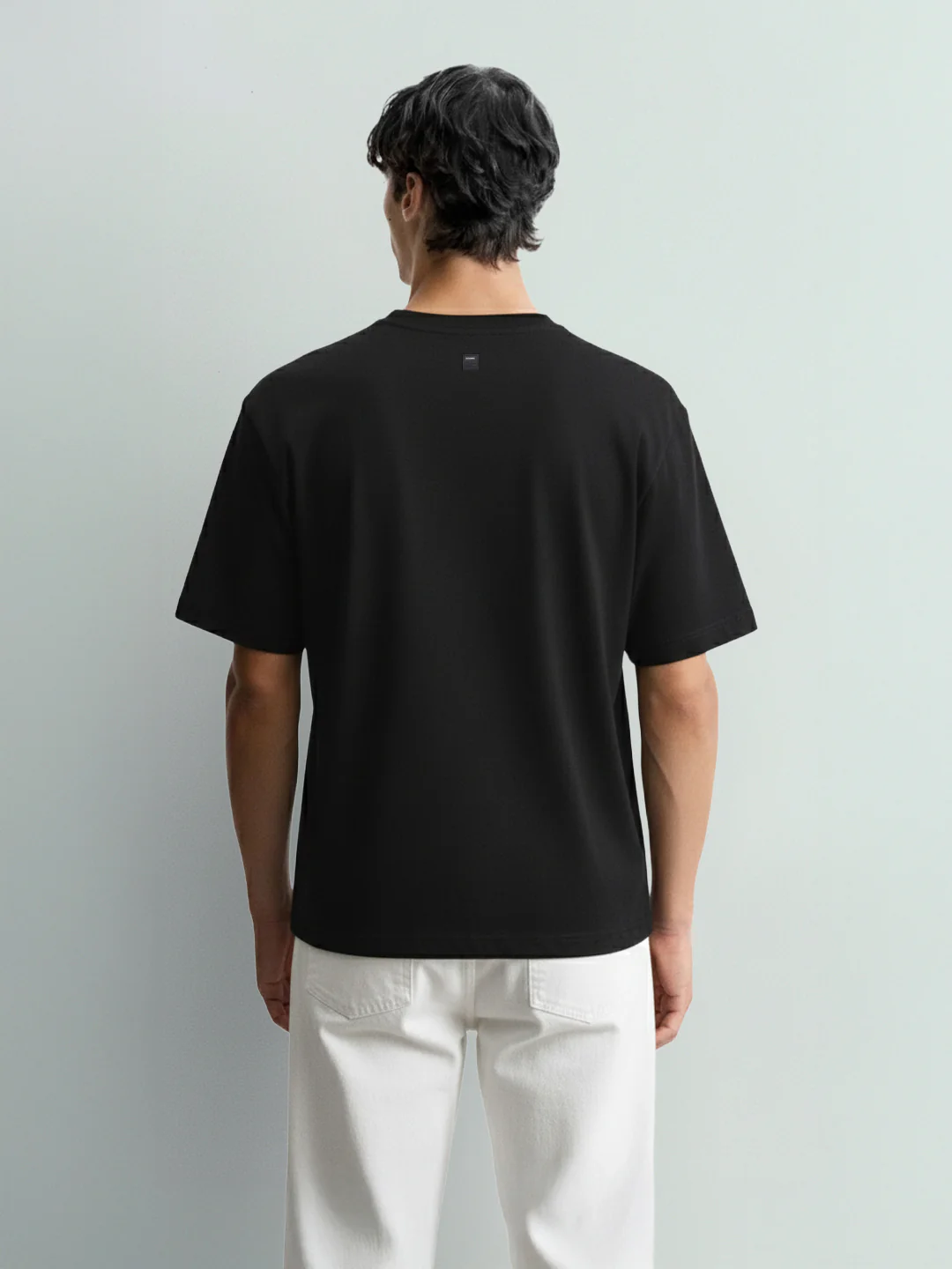 Men's Black Relaxed Fit Embroided 240 GSM Casual T-Shirt - Image 4