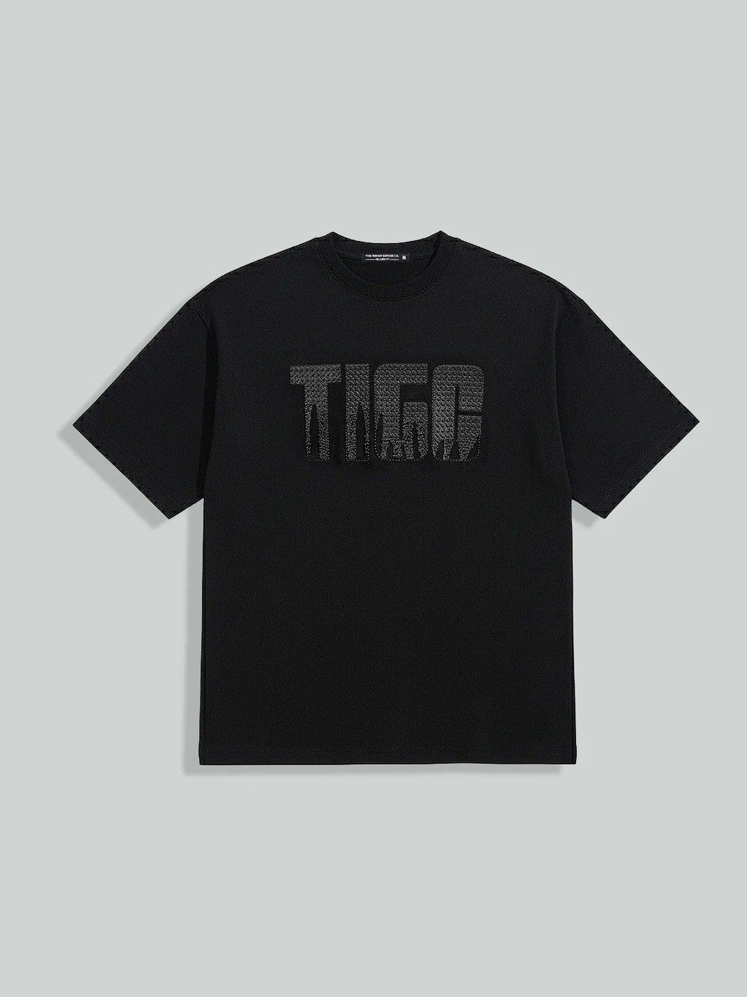 Men's Black Relaxed Fit Embroided 240 GSM Casual T-Shirt - Image 5