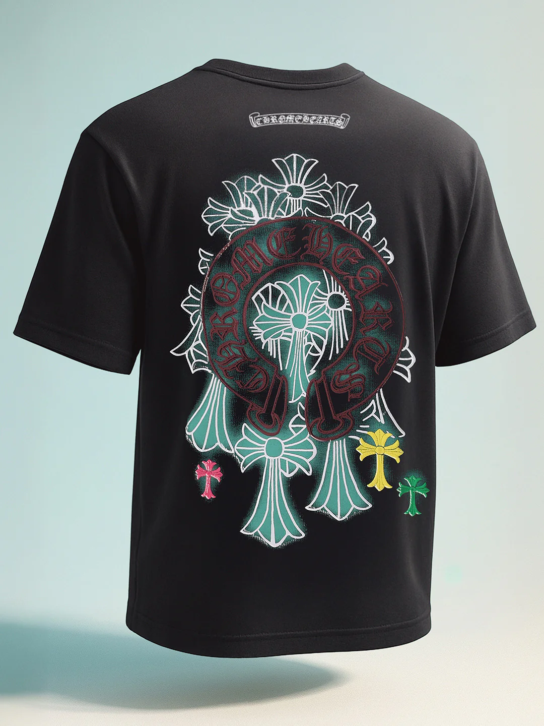 Men's Black Relaxed Fit Embroided 240 GSM Casual T-Shirt - Image 2