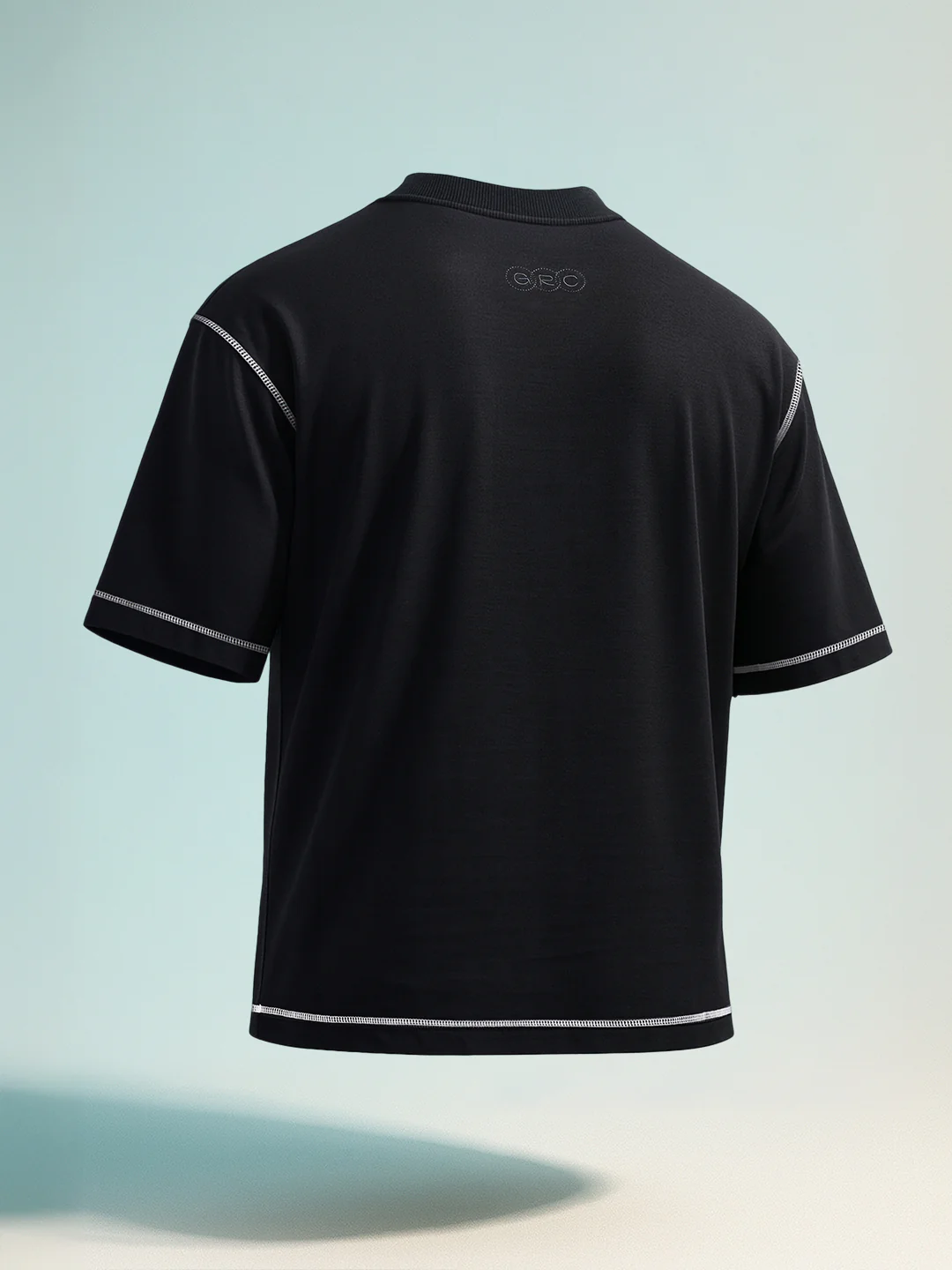 Men's Black Relaxed Fit Embroided 240 GSM Casual T-Shirt - Image 2