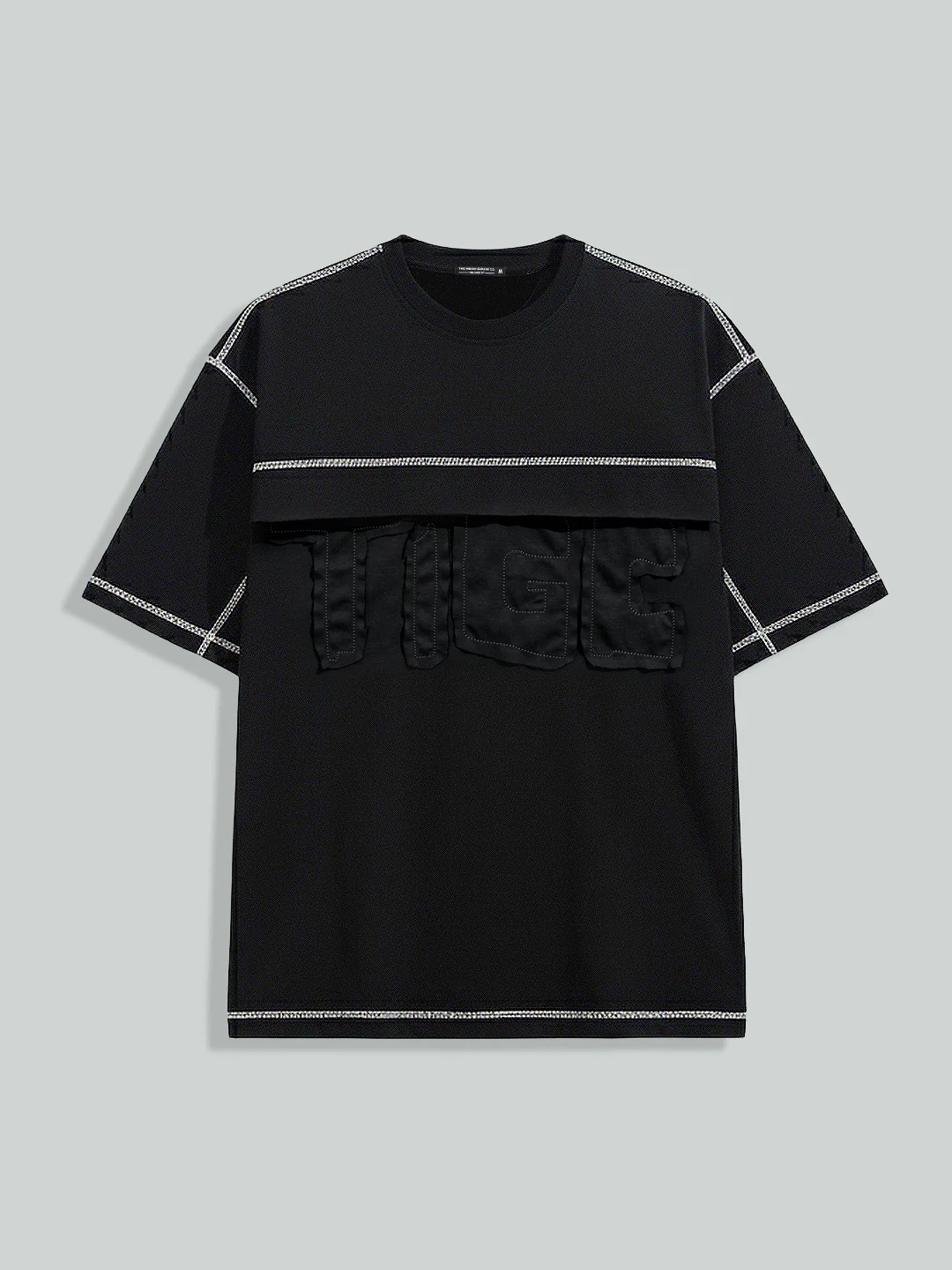 Men's Black Relaxed Fit Embroided 240 GSM Casual T-Shirt - Image 5
