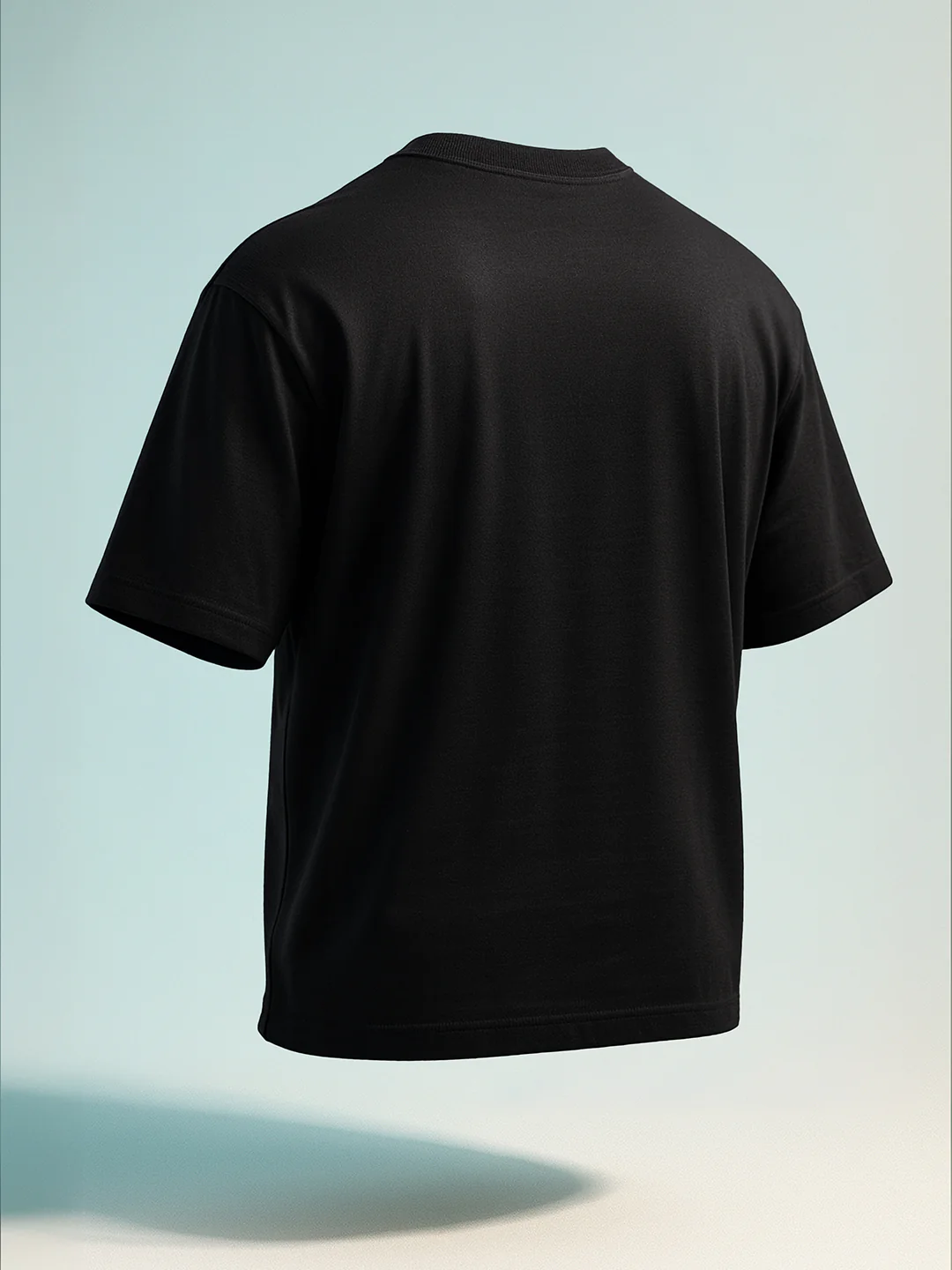 Men's Black Relaxed Fit Embroided 240 GSM Casual T-Shirt - Image 2