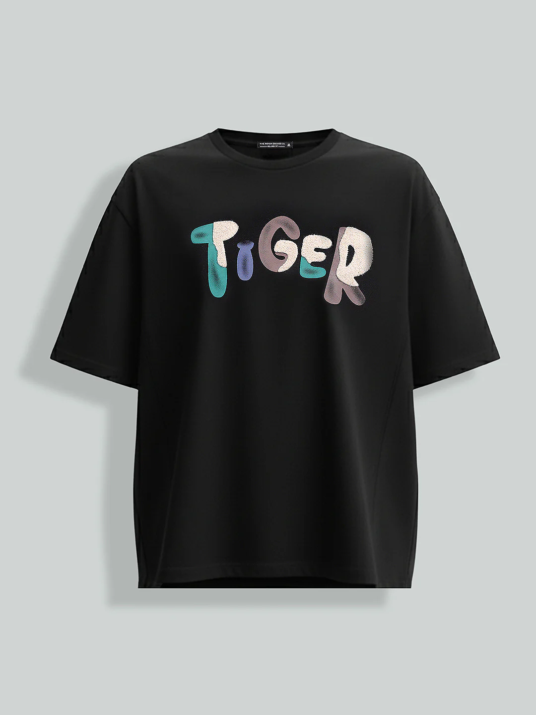 Men's Black Relaxed Fit Embroided 240 GSM Casual T-Shirt - Image 5