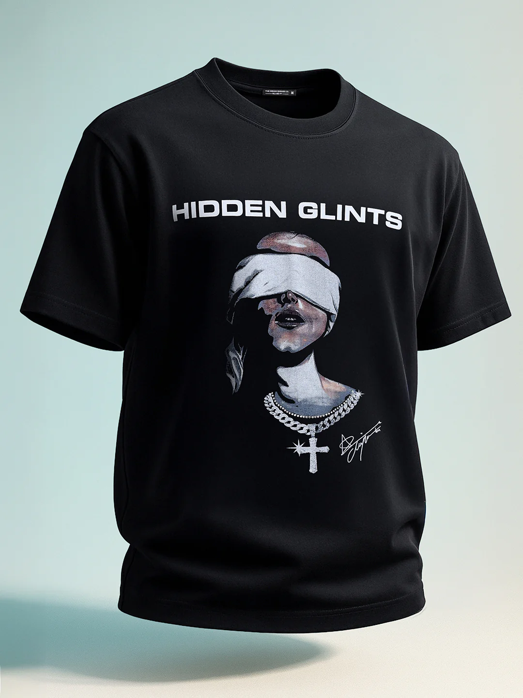 Men's Black Relaxed Fit Graphic Printed 240 GSM Casual T-Shirt - Image 2