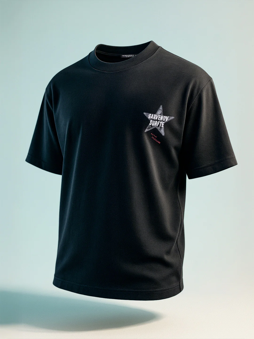 Men's Black Relaxed Fit Graphic Printed 240 GSM Casual T-Shirt - Image 2