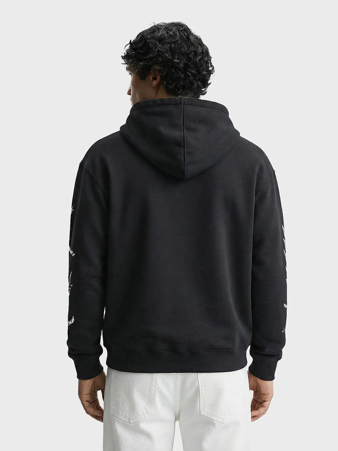 Men's Black Relaxed Fit Graphic Printed Casual Sweatshirt - Image 2