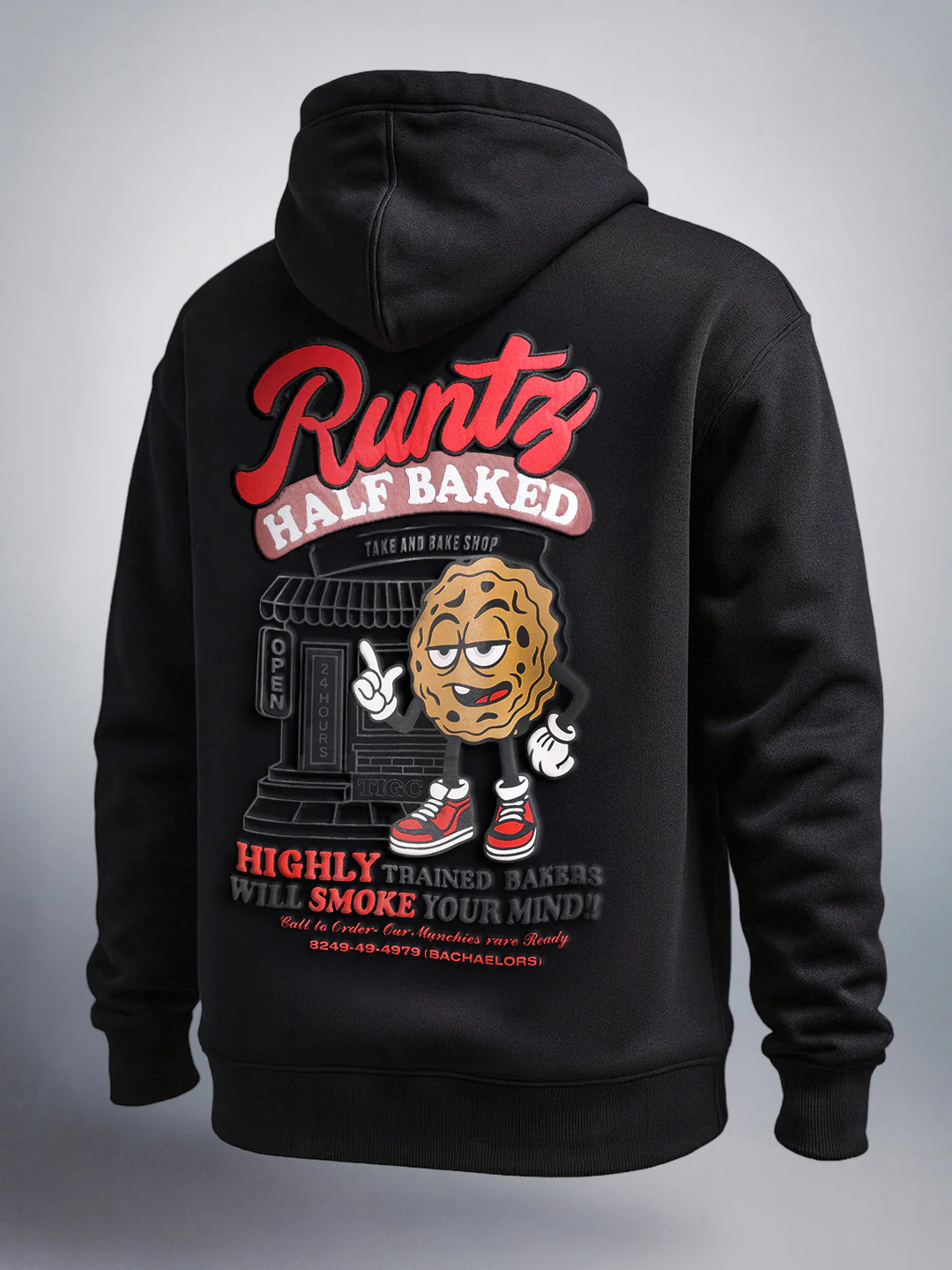 Men's Black Relaxed Fit Graphic Printed Casual Sweatshirt - Image 4
