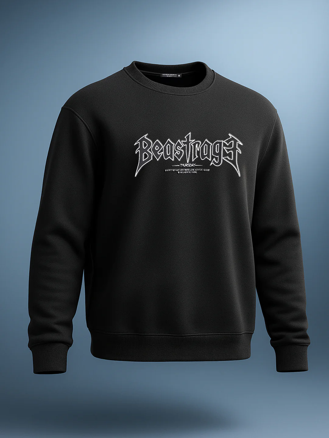 Men's Black Relaxed Fit Graphic Printed Casual Sweatshirt - Image 2