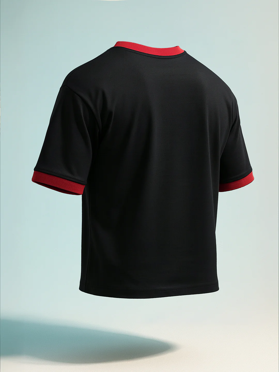 Men's Black Relaxed Fit Graphic Printed 240 GSM Sport Wear T-Shirt - Image 2