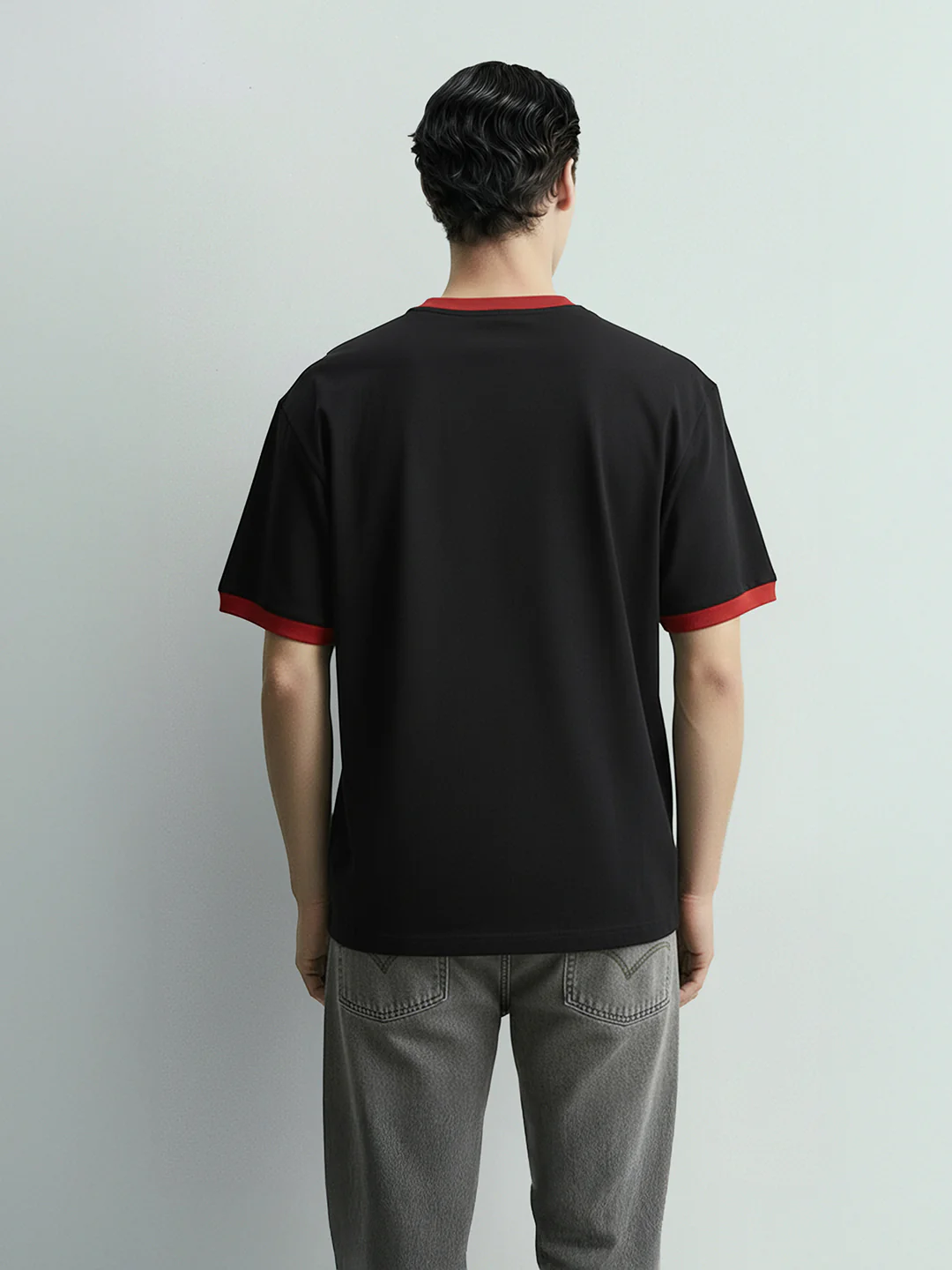 Men's Black Relaxed Fit Graphic Printed 240 GSM Sport Wear T-Shirt - Image 4