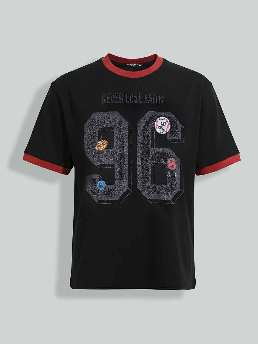 Men's Black Relaxed Fit Graphic Printed 240 GSM Sport Wear T-Shirt - Image 5