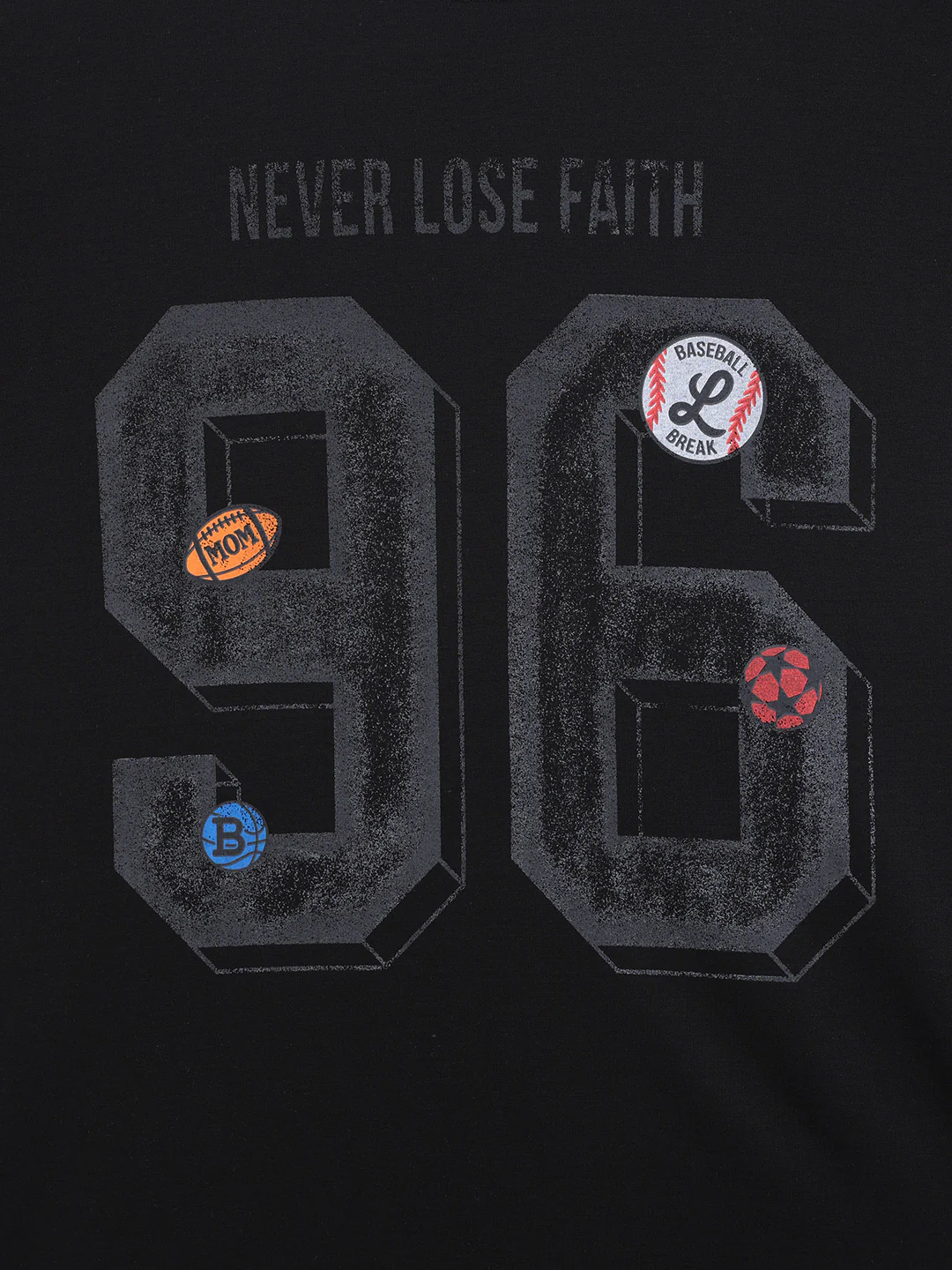 Men's Black Relaxed Fit Graphic Printed 240 GSM Sport Wear T-Shirt - Image 7