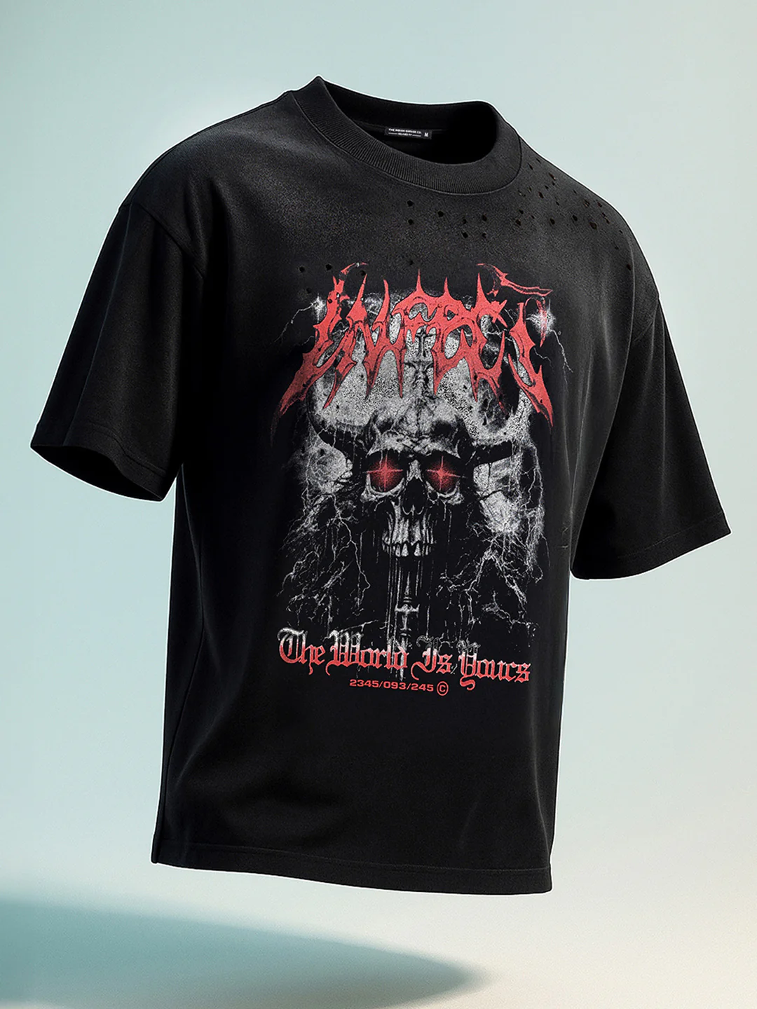 Men's Black Relaxed Fit Graphic Printed 240 GSM Street Wear T-Shirt - Image 2