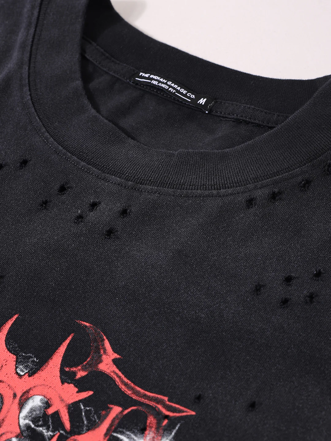 Men's Black Relaxed Fit Graphic Printed 240 GSM Street Wear T-Shirt - Image 4