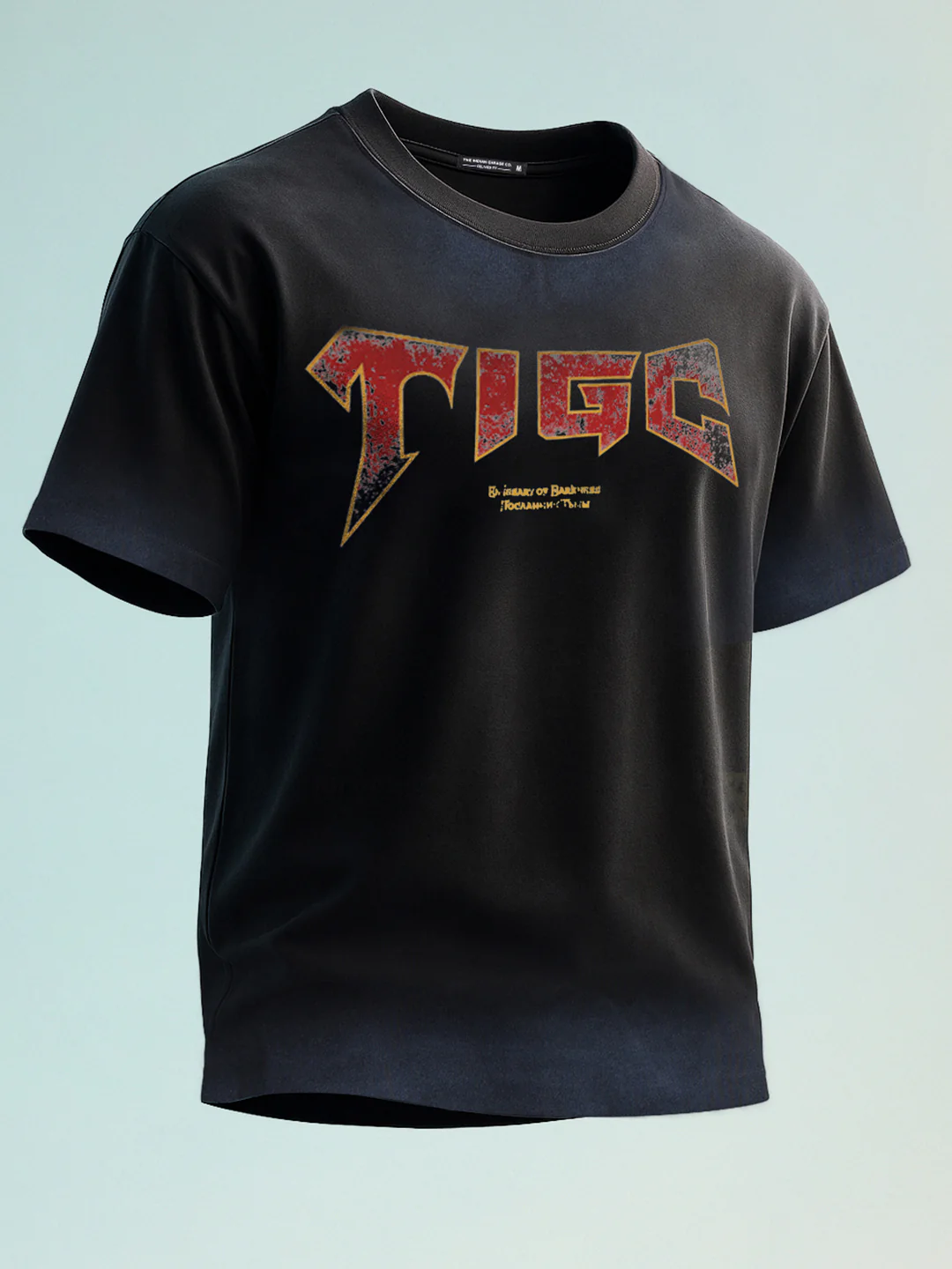 Men's Black Relaxed Fit Graphic Printed 240 GSM Street Wear T-Shirt - Image 2