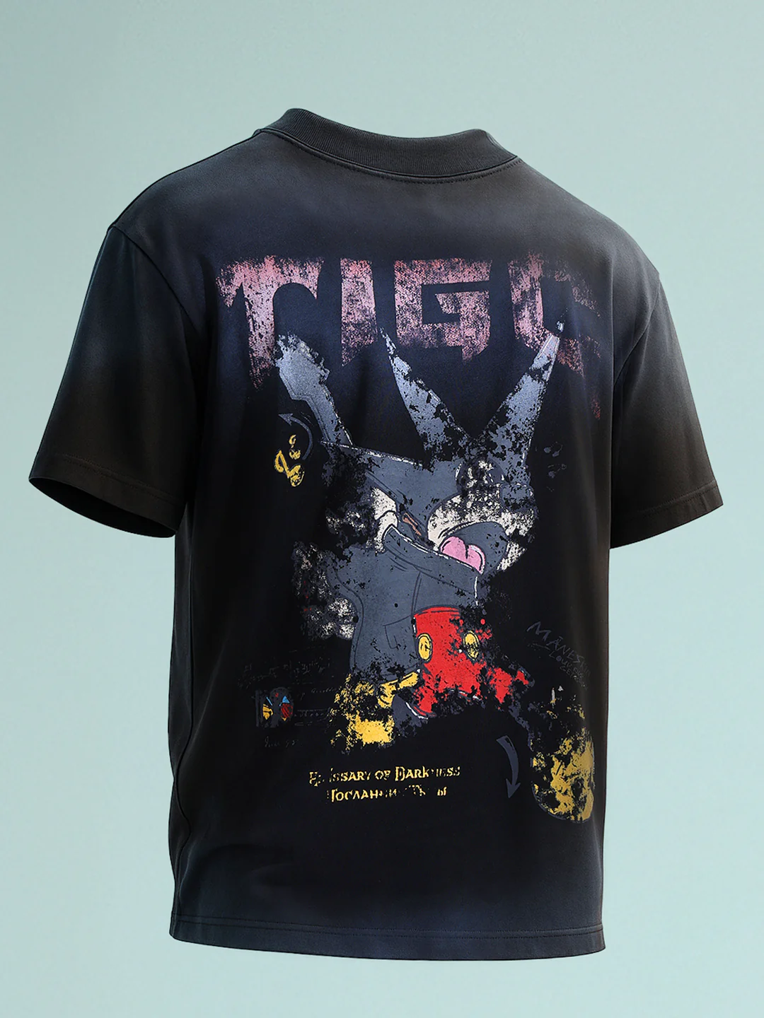 Men's Black Relaxed Fit Graphic Printed 240 GSM Street Wear T-Shirt - Image 3