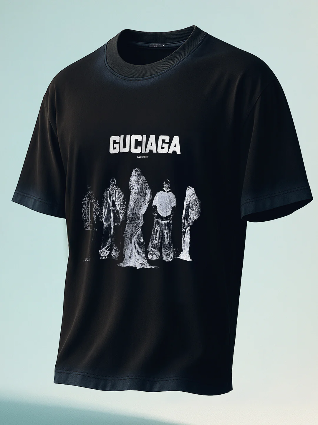 Men's Black Relaxed Fit Graphic Printed 240 GSM Street Wear T-Shirt - Image 2