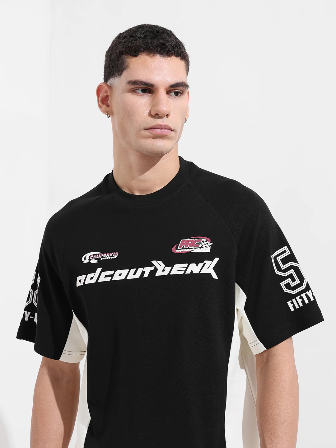 Men's Black Relaxed Fit Graphic Printed 240 GSM Street Wear T-Shirt - Image 7
