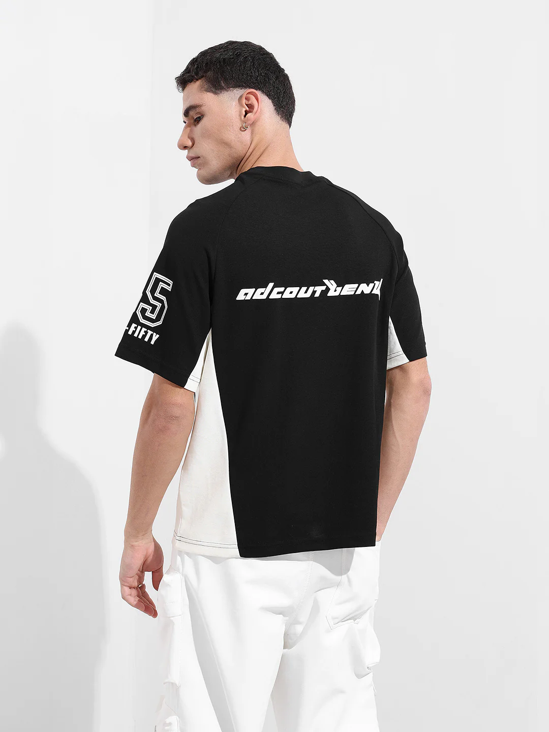 Men's Black Relaxed Fit Graphic Printed 240 GSM Street Wear T-Shirt - Image 8