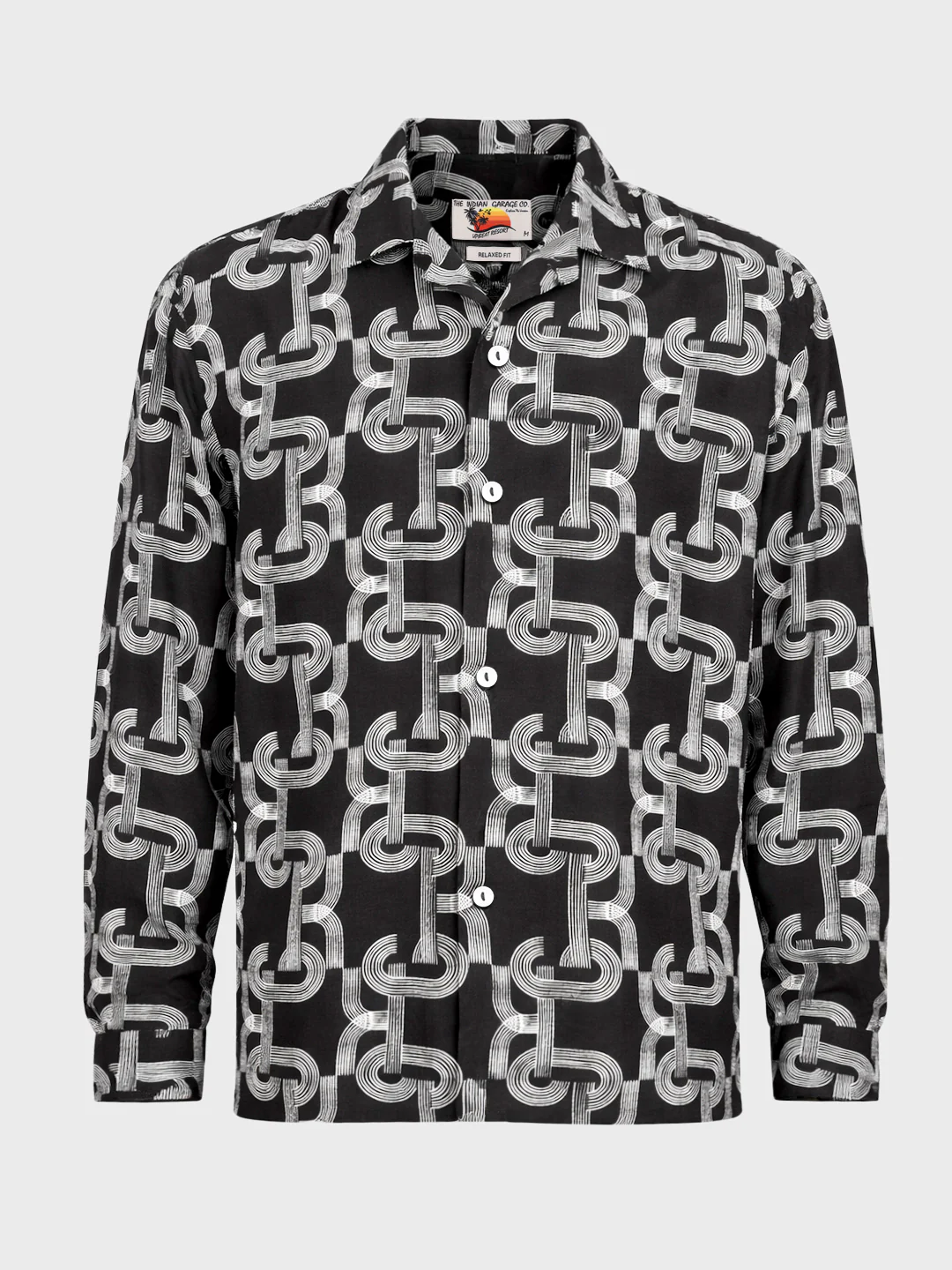Men's Black Relaxed Fit Printed Casual Shirts - Image 3