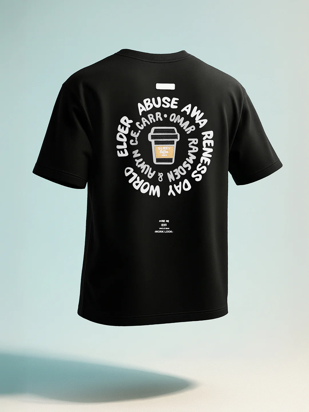 Men's Black Relaxed Fit Printed 240 GSM Street Wear T-Shirt
