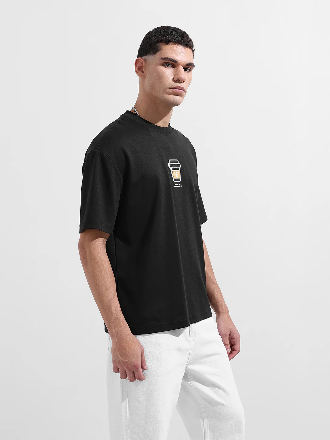 Men's Black Relaxed Fit Printed 240 GSM Street Wear T-Shirt - Image 6
