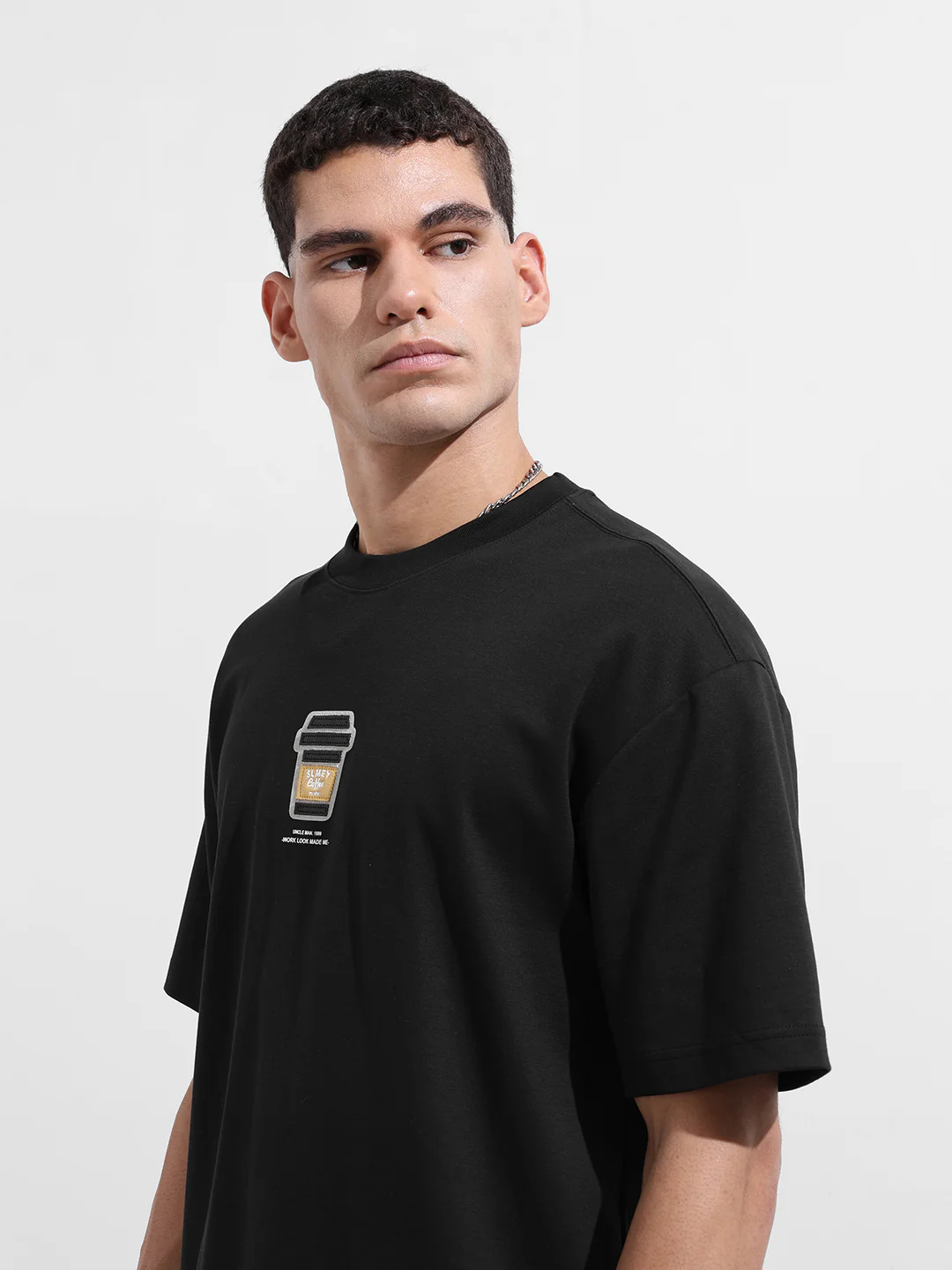 Men's Black Relaxed Fit Printed 240 GSM Street Wear T-Shirt - Image 7