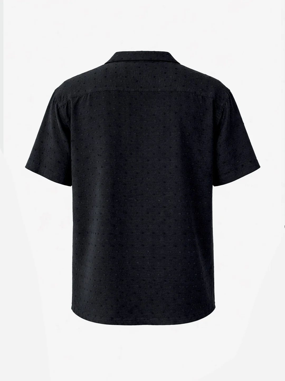 Men's Black Relaxed Fit Resort Wear Textured Shirt - Image 2