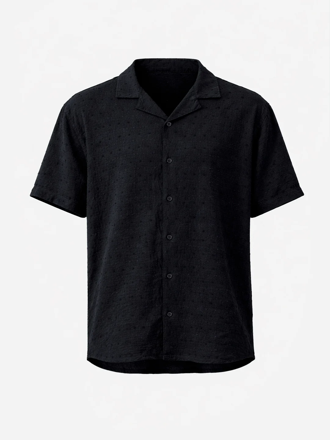 Men's Black Relaxed Fit Resort Wear Textured Shirt - Image 4