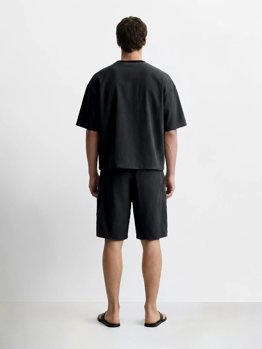 Men's Black Relaxed Fit Solid Casual Coordinates - Image 2
