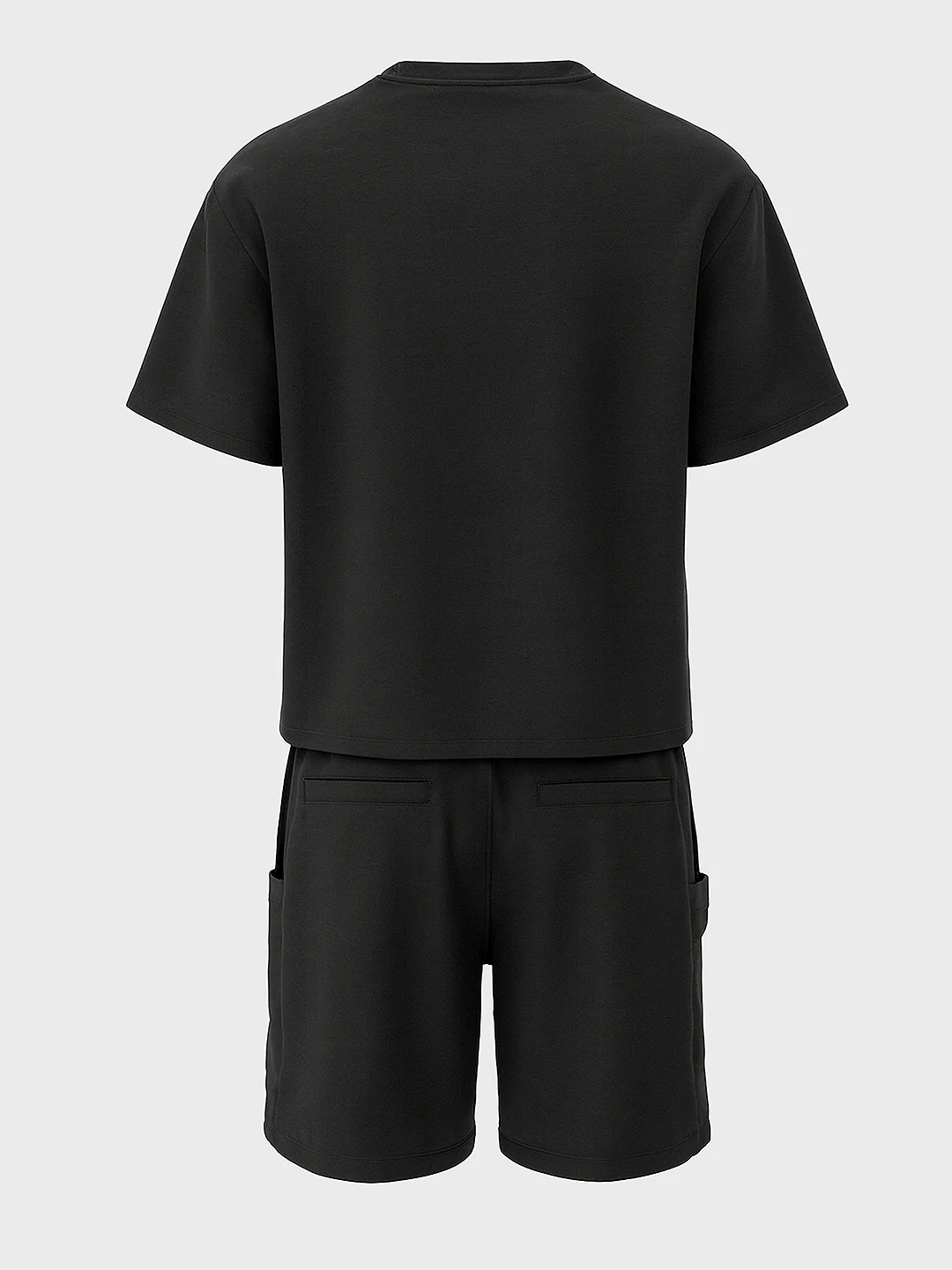 Men's Black Relaxed Fit Solid Casual Coordinates - Image 4