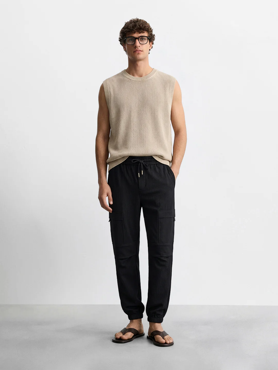 Men's Black Relaxed Fit Solid Casual Joggers - Image 5