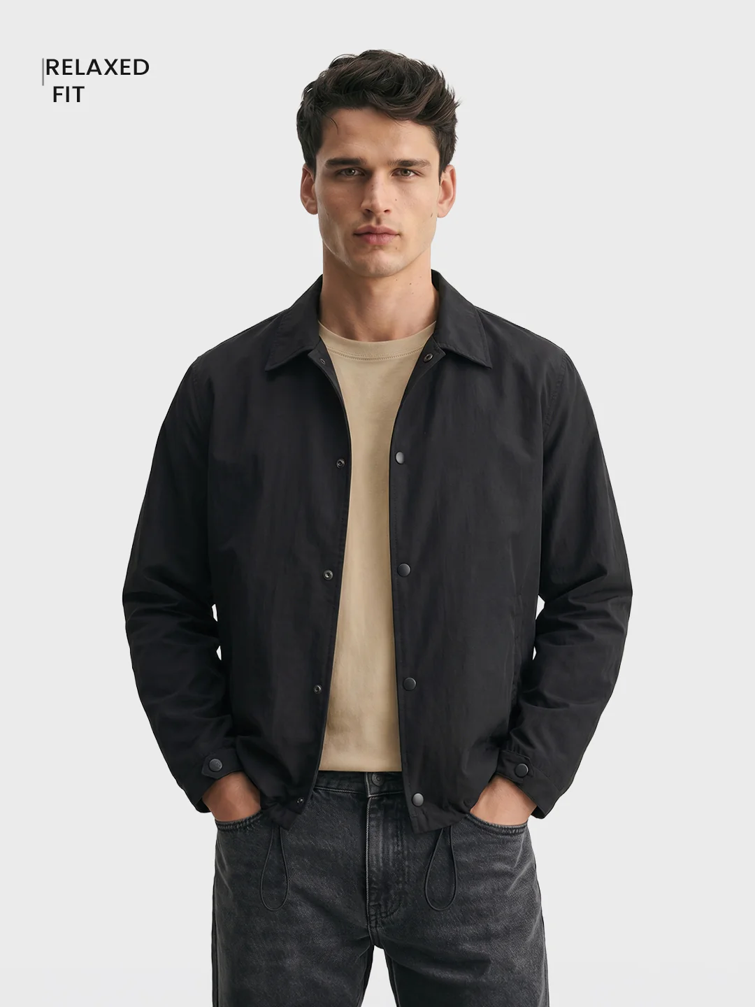Men's Black Relaxed Fit Solid Casual Shirt - Image 2