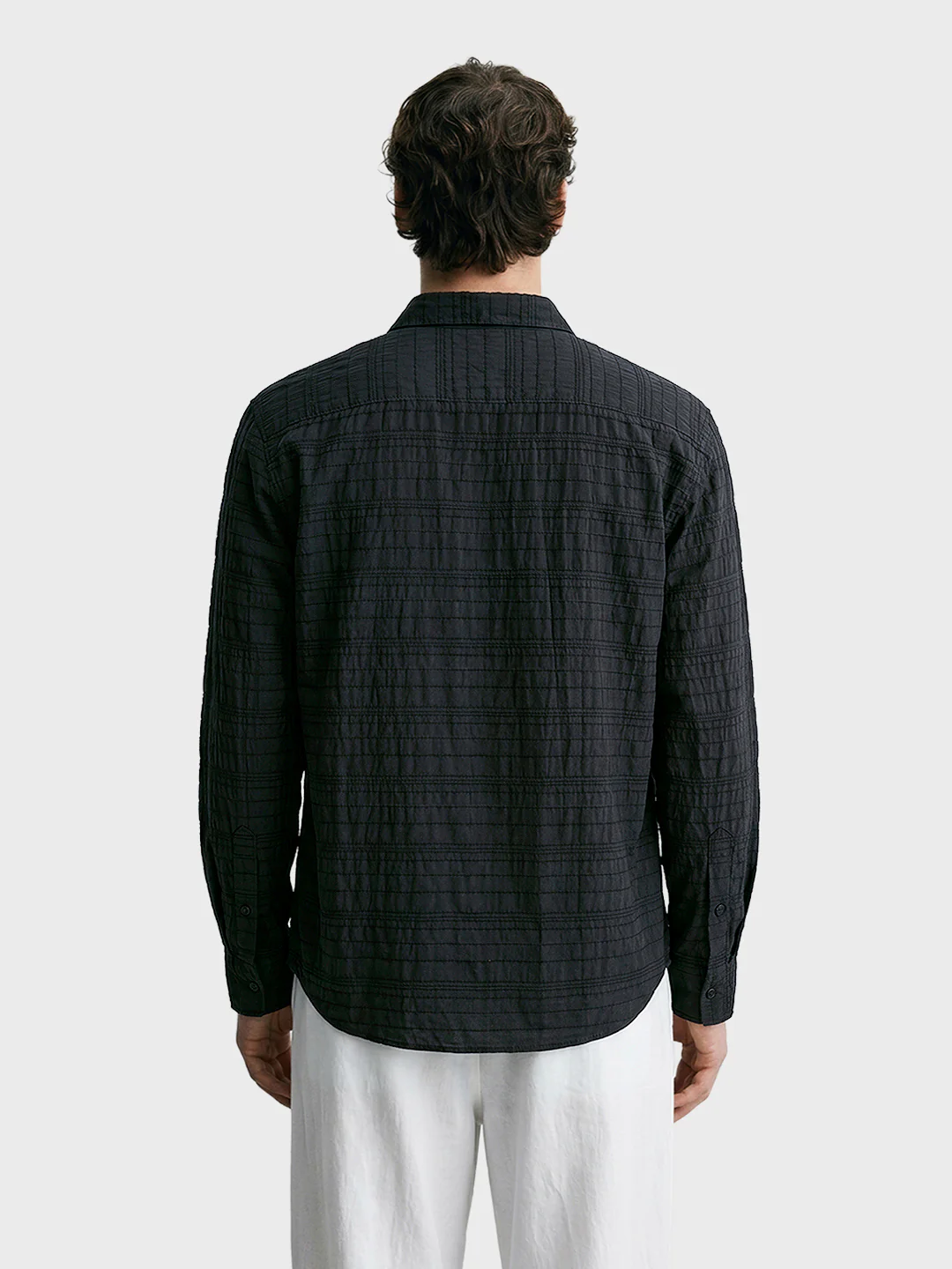 Men's Black Relaxed Fit Solid Casual Shirt - Image 5