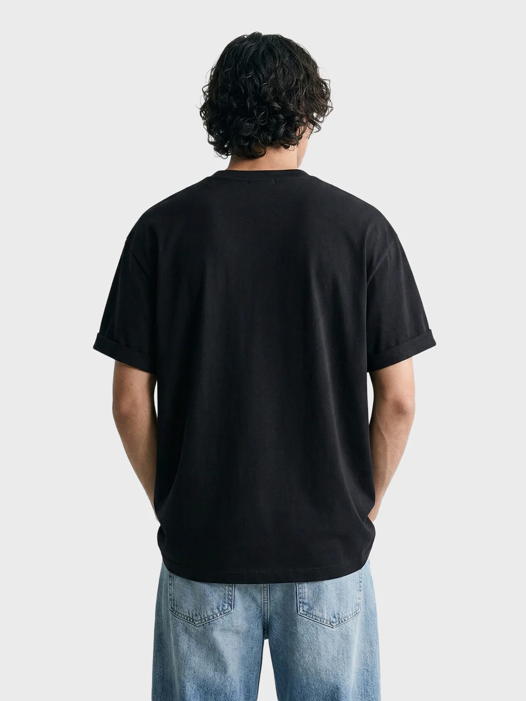 Men's Black Relaxed Fit Embroidered Casual T-Shirt - Image 4