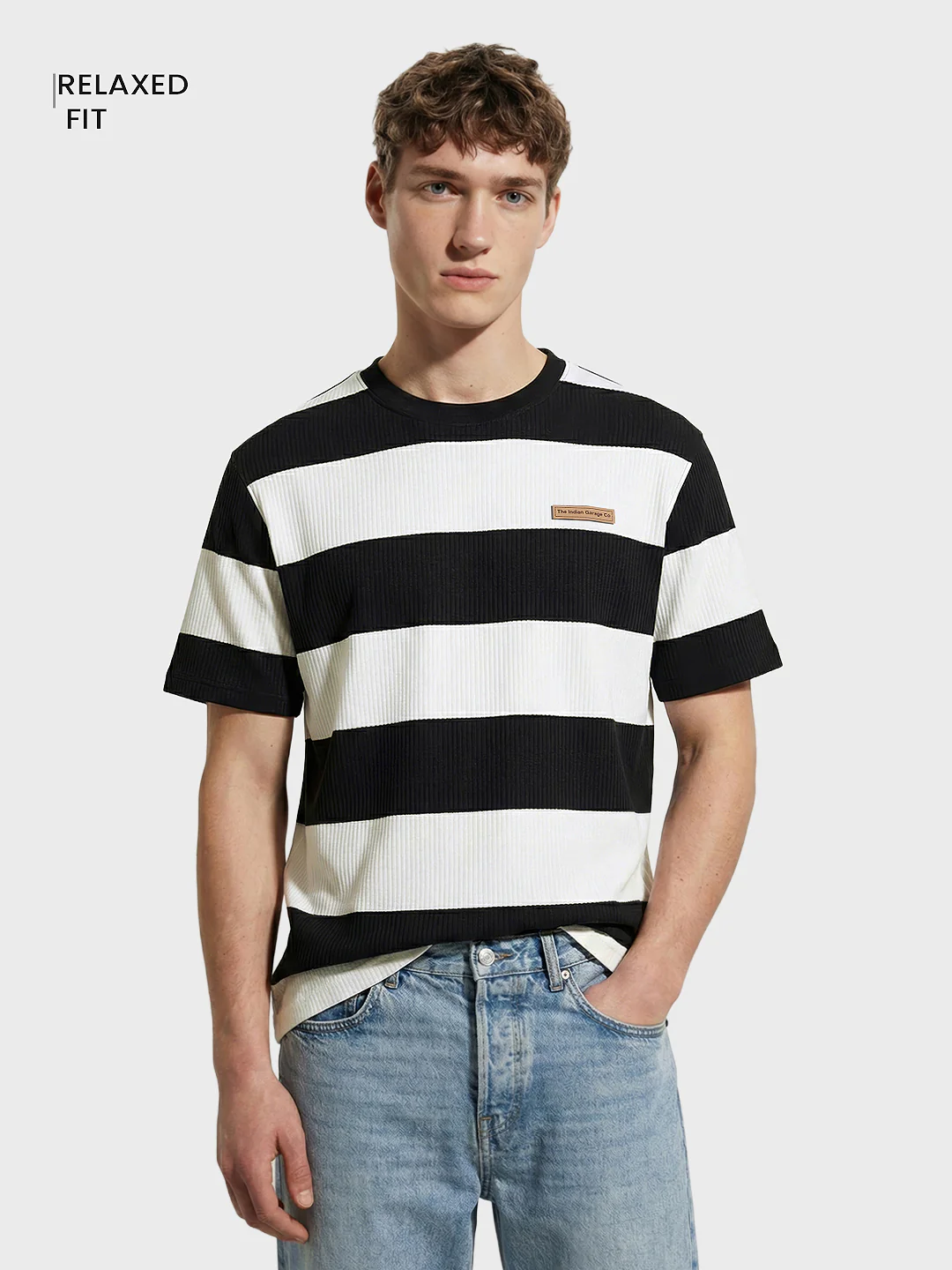 Men's Black Relaxed Fit Solid Casual T-Shirts - Image 2