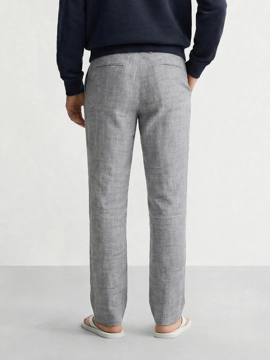 Men's Black Relaxed Fit Solid Casual Trousers - Image 2